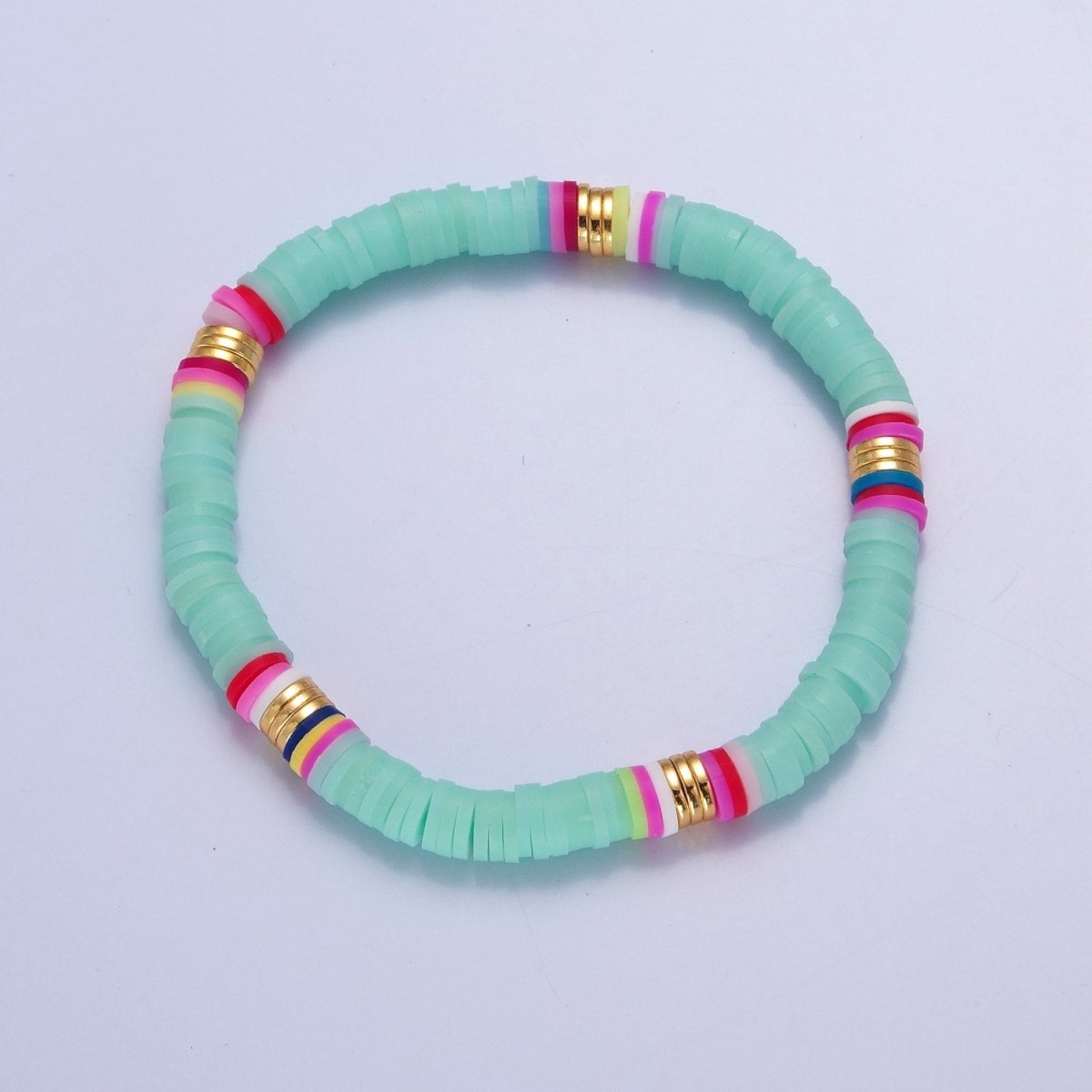 Surfer Heishi Clay Bead Bracelets for Women Bohemian Stackable Vinyl Disc Beaded Stretch Bracelets Elastic Layer Bracelet | WA-1042 to WA-1049 Clearance Pricing - DLUXCA