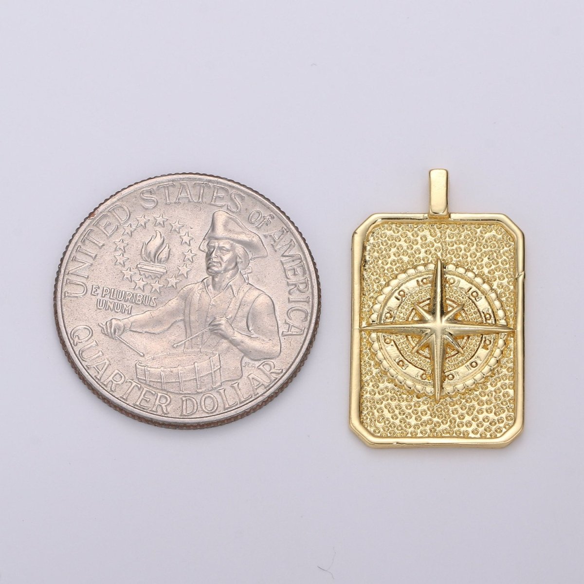 Tag Charm 14k Gold Filled coin pendant, Medallion charms,Compass charms, Vintage Military Tag Charm for Necklace Bracelet Earring I-675 - DLUXCA