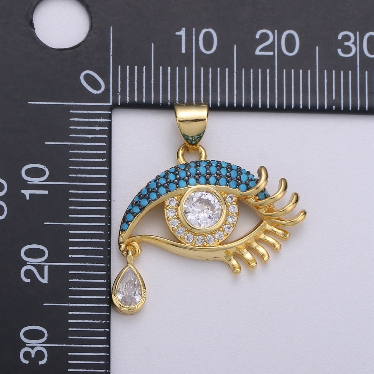 Teal Gold Filed Evil Eye Protection Amulet Pendants I-710 - DLUXCA