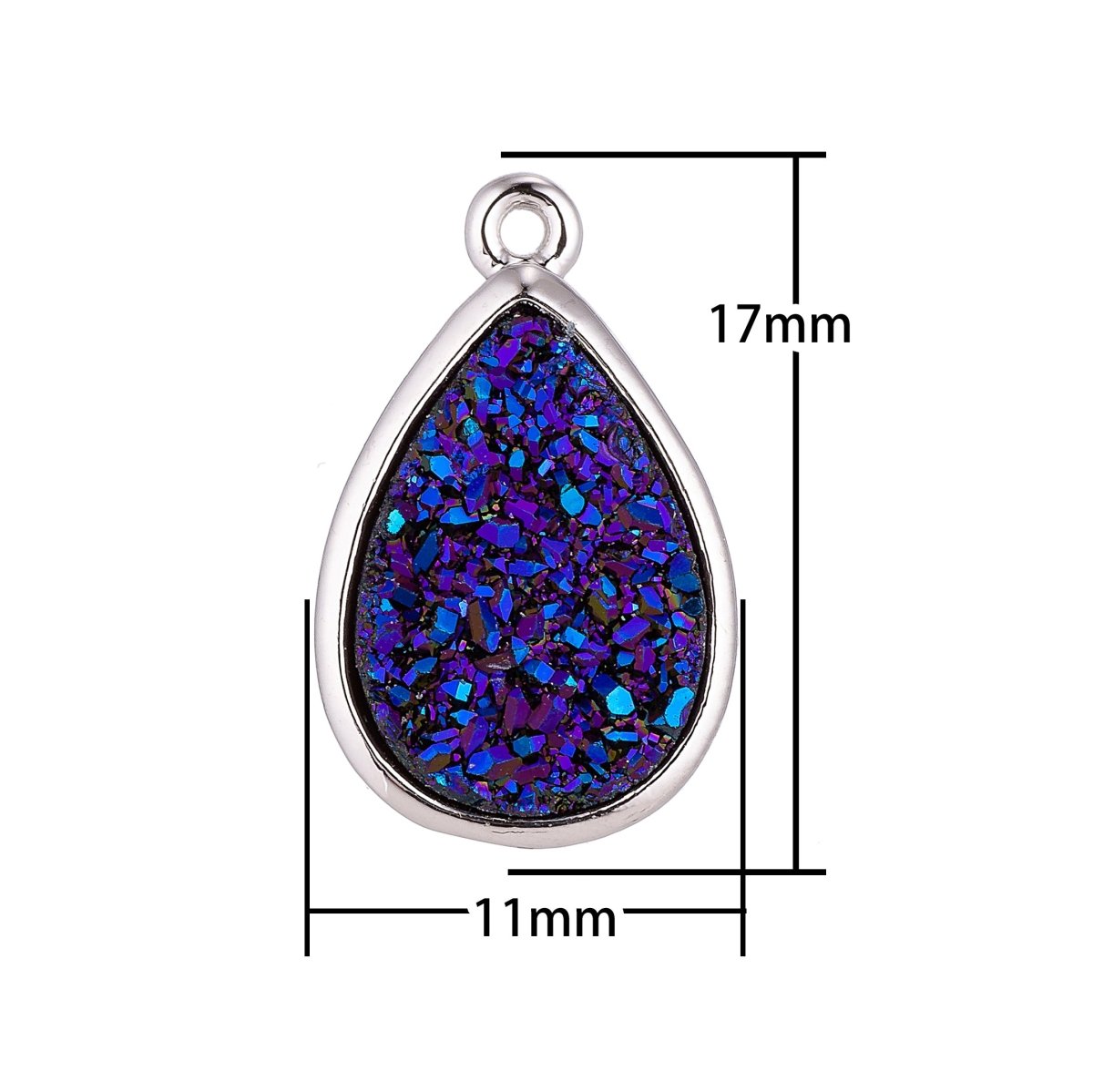 Tear Drop Agate Druzy, Choose Your Color, Sugar Coated, Dainty DIY Bracelet Charm, Necklace Pendant, 1 Bails Findings for Jewelry Making E-313-E-321 - DLUXCA