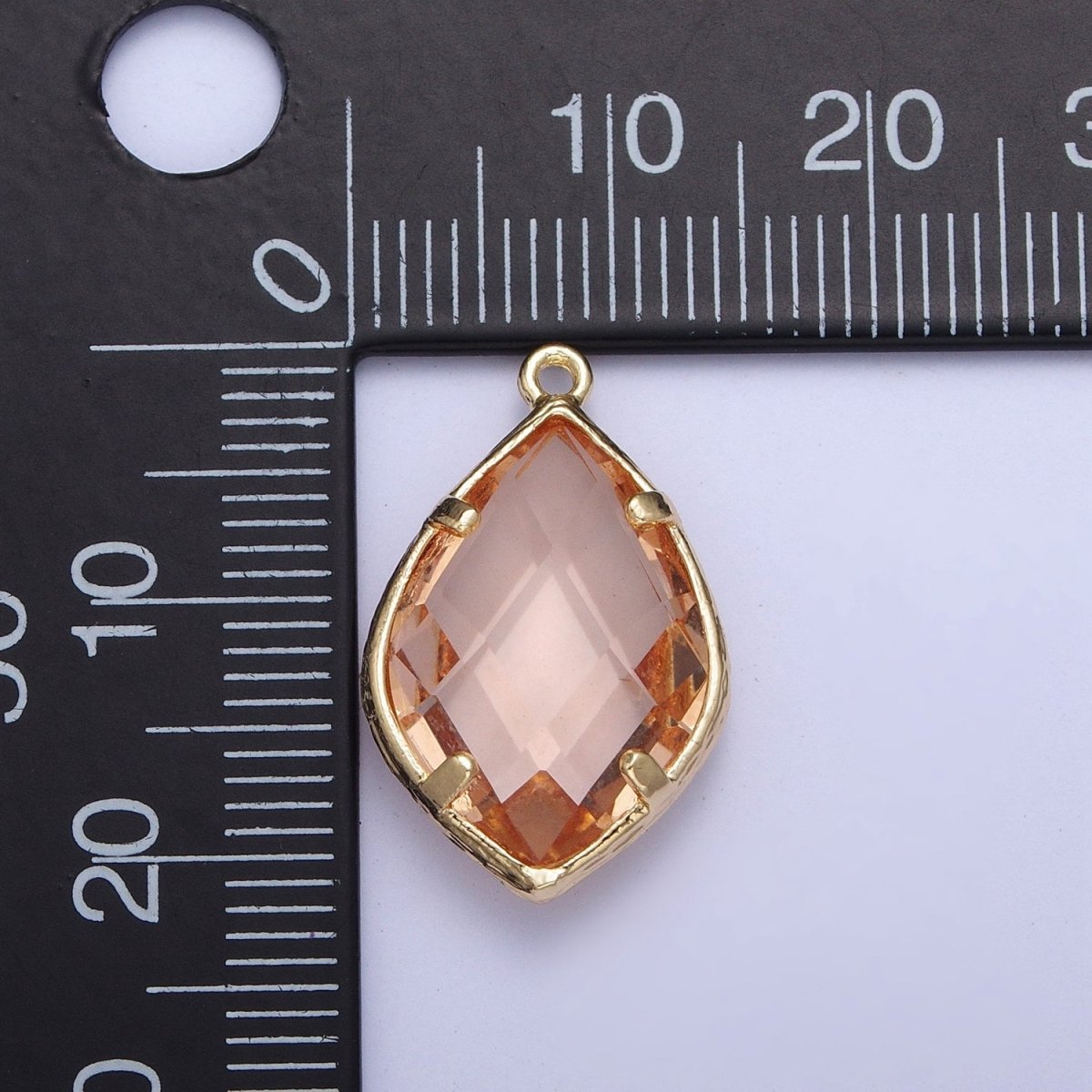 Teardrop Milky White & Peach Cubic Zirconia Gold Charm For Jewelry Necklace Bracelet Component AG-005 AG-006 - DLUXCA