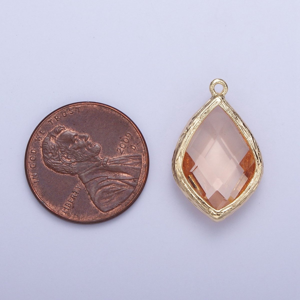 Teardrop Milky White & Peach Cubic Zirconia Gold Charm For Jewelry Necklace Bracelet Component AG-005 AG-006 - DLUXCA