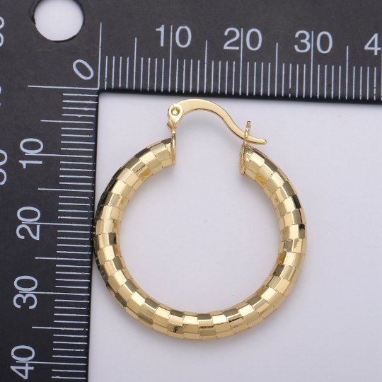 Texture Hoops Gold, Hoop Earrings Gold, Hoop Earrings, Gold Hoops, Round Earrings, Circle Earrings Gold, Small Hoops Gold, Round Hoops Gold Q-197 - DLUXCA