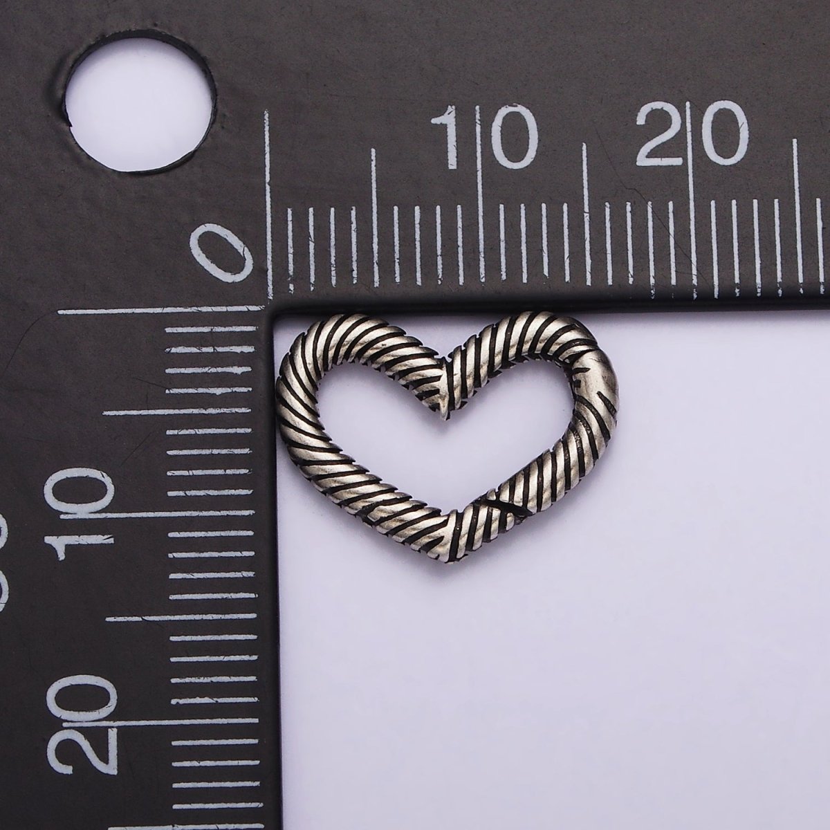 Textured Clasp Antique Silver S925 Sterling Silver Hinged Heart Push Gate Ring Clasp Charm Pendants Interchangeable Connectors SL-309 - DLUXCA