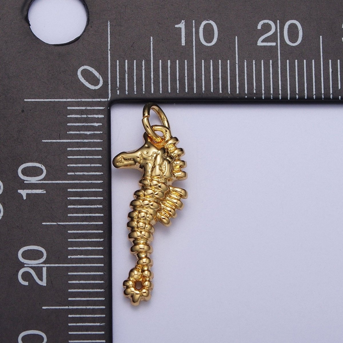 Textured Gold Seahorse Ocean Wildlife Charm, Under The Sea Pendant For Jewelry Making AG-113 - DLUXCA