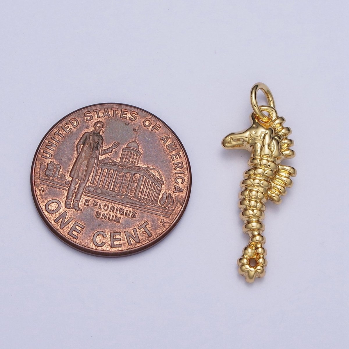 Textured Gold Seahorse Ocean Wildlife Charm, Under The Sea Pendant For Jewelry Making AG-113 - DLUXCA