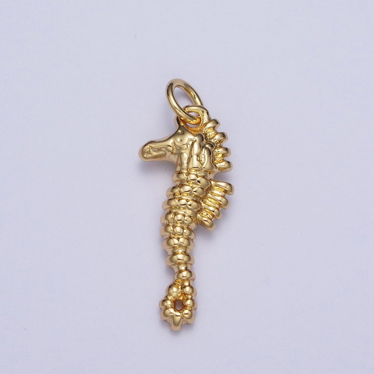 Textured Gold Seahorse Ocean Wildlife Charm, Under The Sea Pendant For Jewelry Making AG-113 - DLUXCA