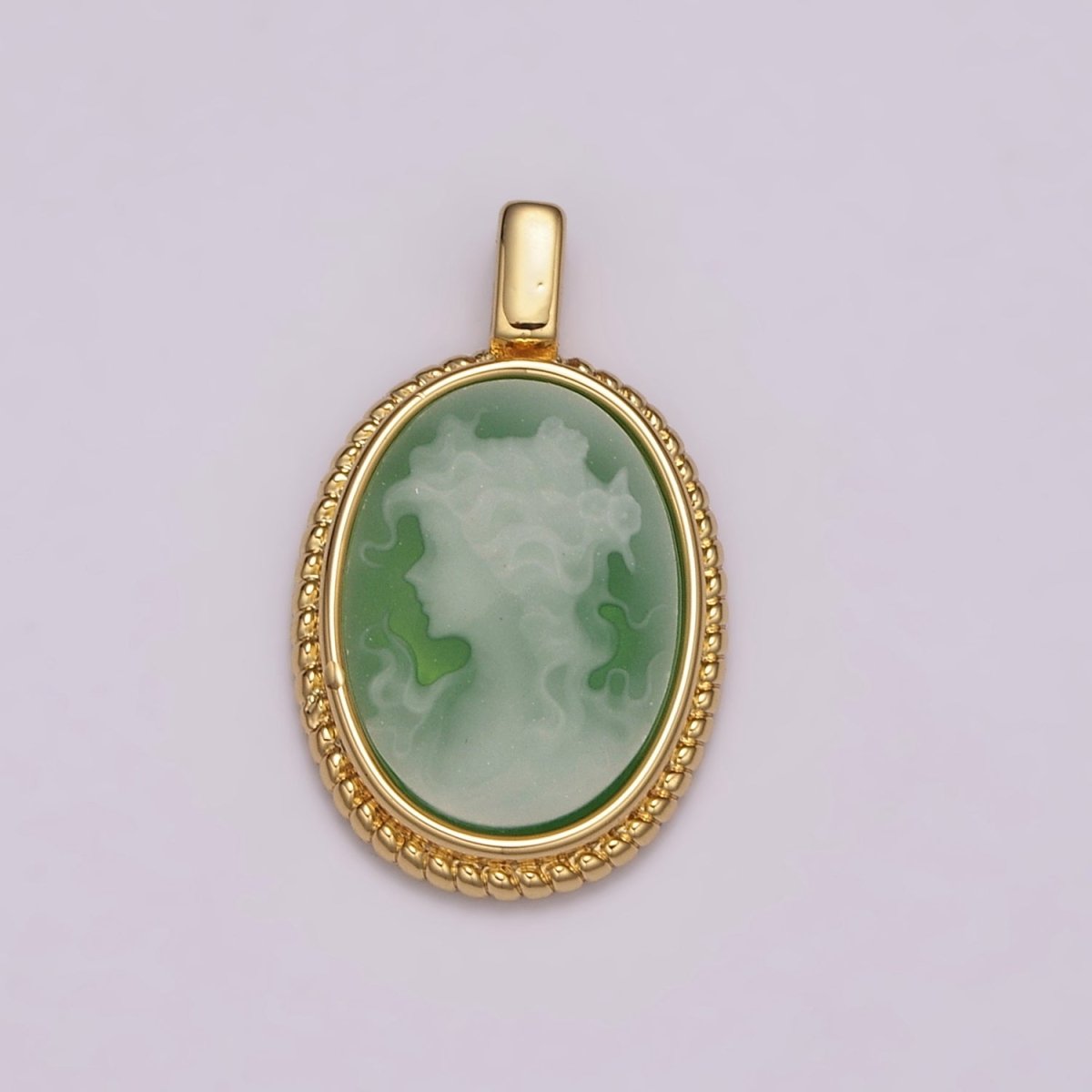The Agate Cameo Pendant Green Agate Victorian Oval Jewelry Inspired for Necklace Medallion N-483 - DLUXCA