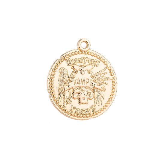 The Vamp Vampire Tribe Fine Gold Filled Coin Charm for Bracelet Dainty Delicate Necklace Pendant Earring Findings for Jewelry Making, CHGF-35/C-25 - DLUXCA
