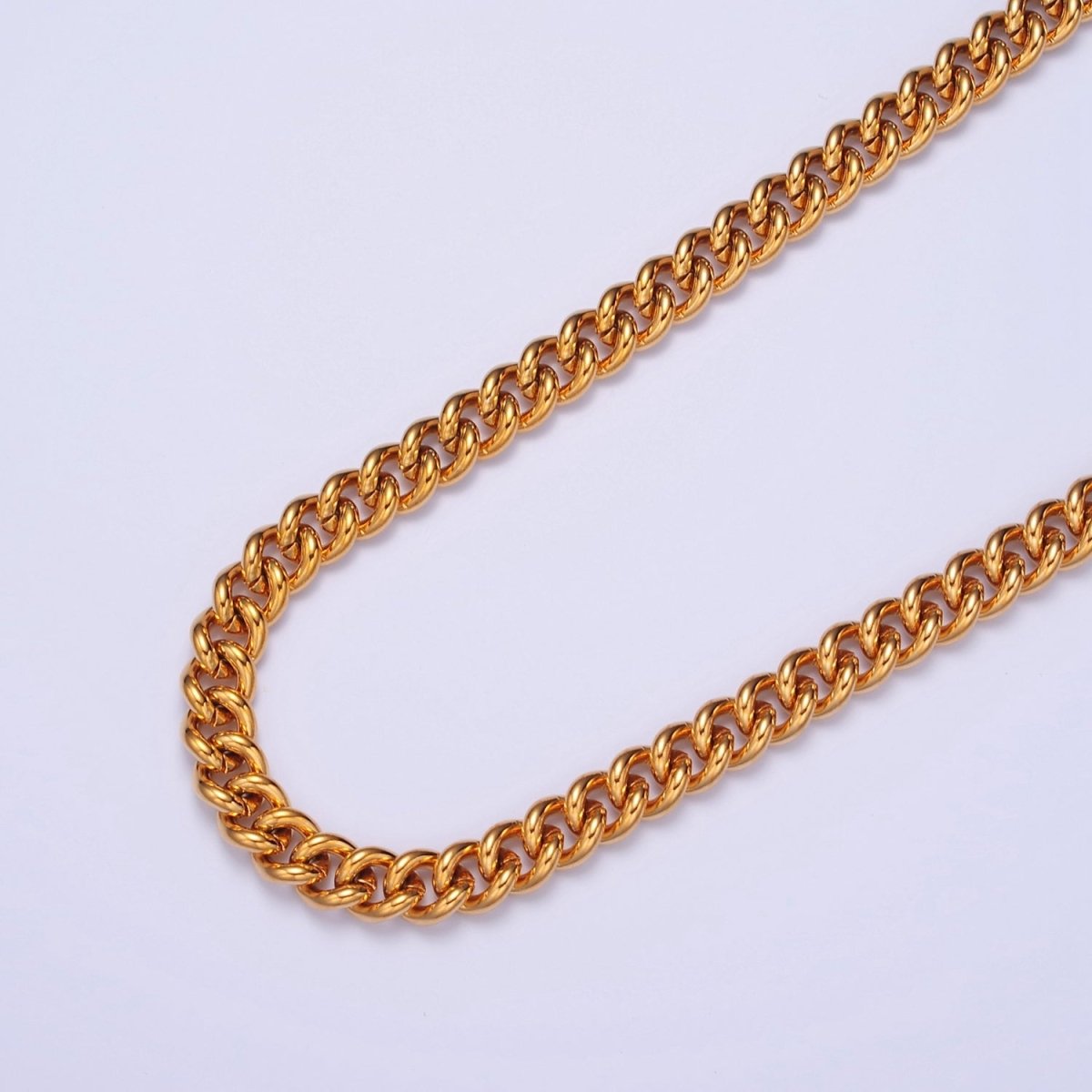 Thick Curb Link Unfinished Chain, 6mm 24k Gold Filled Chain 19.5 inch long | WA-1394 Clearance Pricing - DLUXCA
