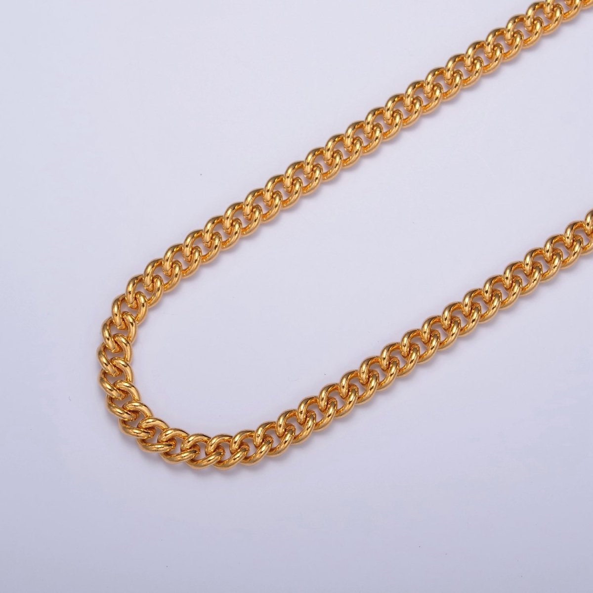 Thick Curb Link Unfinished Chain, 6mm 24k Gold Filled Chain 19.5 inch long | WA-1397 Clearance Pricing - DLUXCA