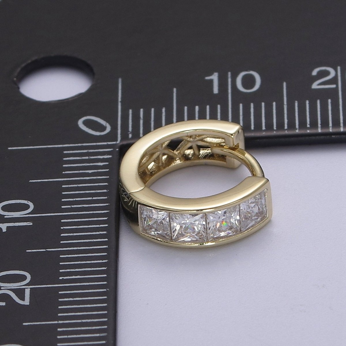 Thick CZ Huggie Hoops, Bold Huggies, Thick Pave Huggie, Thick Diamond Huggie, 14k Gold Filled V-148 - DLUXCA