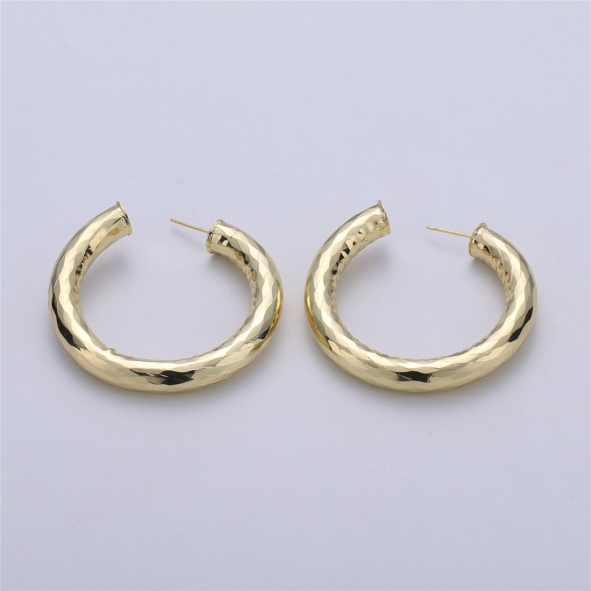 Thick Gold Hoop Earring, Chunky Gold Hoop, Medium Gold Hoop Earring, Open Hoop Earring, Tube Hoop Earring Lead, Nickel Free Q-004 Q-006 Q-008 - DLUXCA