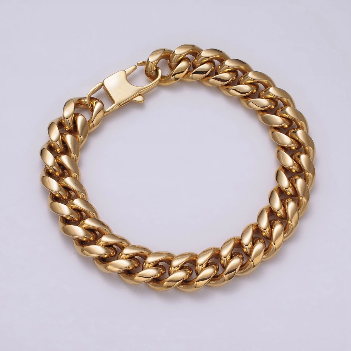 Thick Gold Miami Cuban Curb Chain Bracelet 10mm 12mm 14mm Stainless Steel Chain Men Bracelet | WA-1720 to WA-1722 Clearance Pricing - DLUXCA
