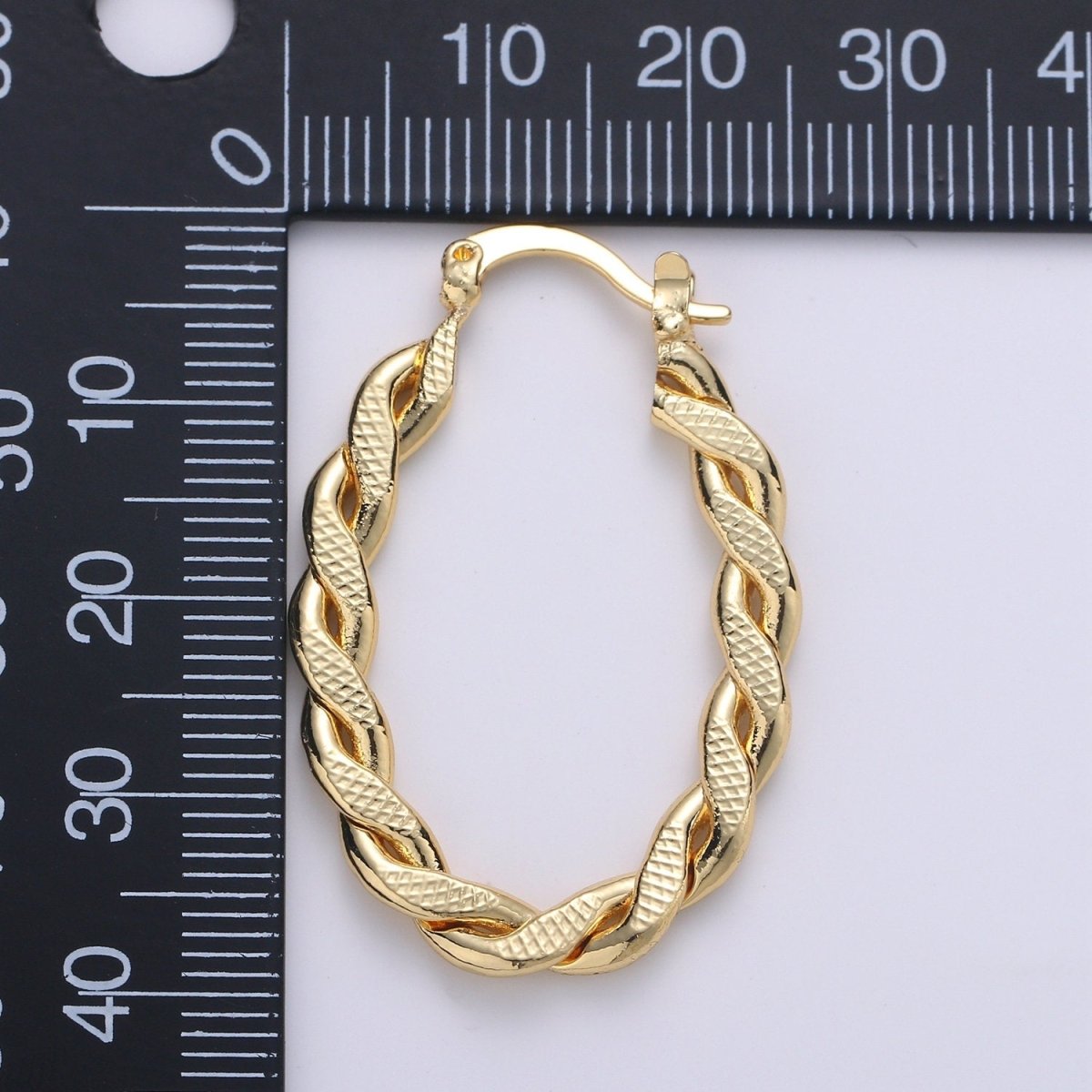 Thick Gold Oval Hoops Twisted Croissant Medium Trendy Hoop Earrings Gold Vermeil Earring Statement hoops fashion earrings for gift Q-236 - DLUXCA