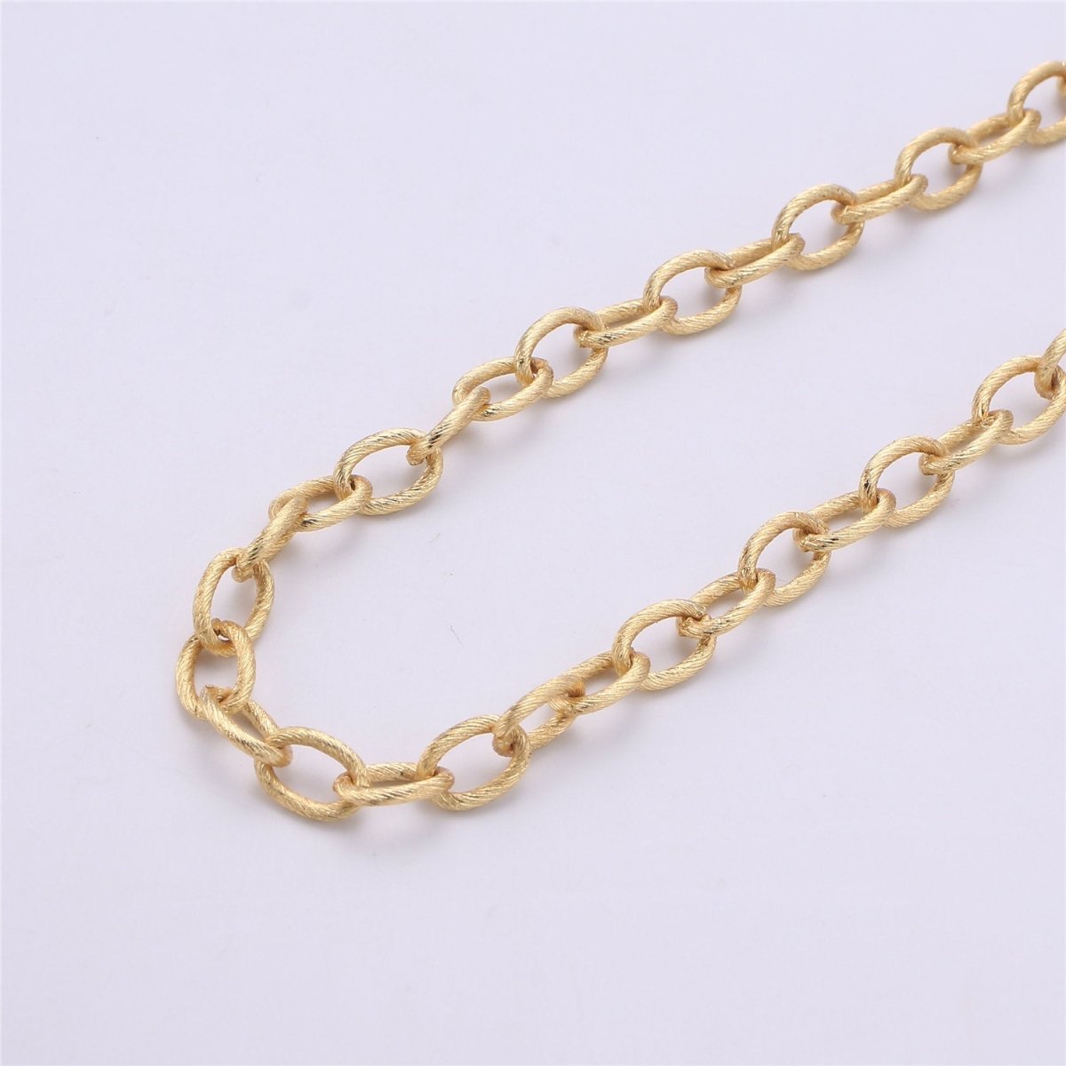 Thick Rolo Cable 14K Gold Filled Chain Necklace, Chunky Chain by Yard Thick Chain 14K GF Faceted Oval Chain Necklace 10x7mm, Textured CABLE Chain | ROLL-063 Clearance Pricing - DLUXCA