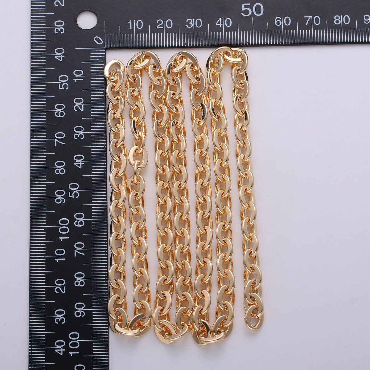 Thick ROLO Cable Chain 7X8mm, 18K Gold Filled Brass, Nickel Free, Medium Flat Minimalist Jewelry making, Necklace chain | ROLL-285 Clearance Pricing - DLUXCA