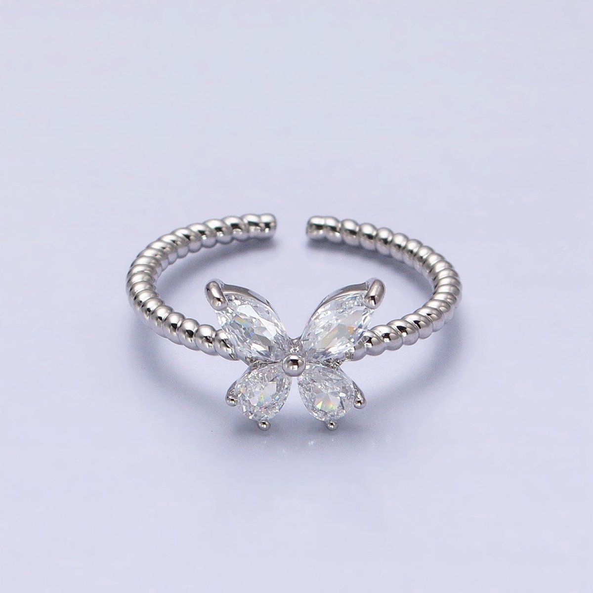 Thin Butterfly Ring CZ Mariposa Ring Open Adjustable Ring Rope Band O-1817 O-1818 - DLUXCA