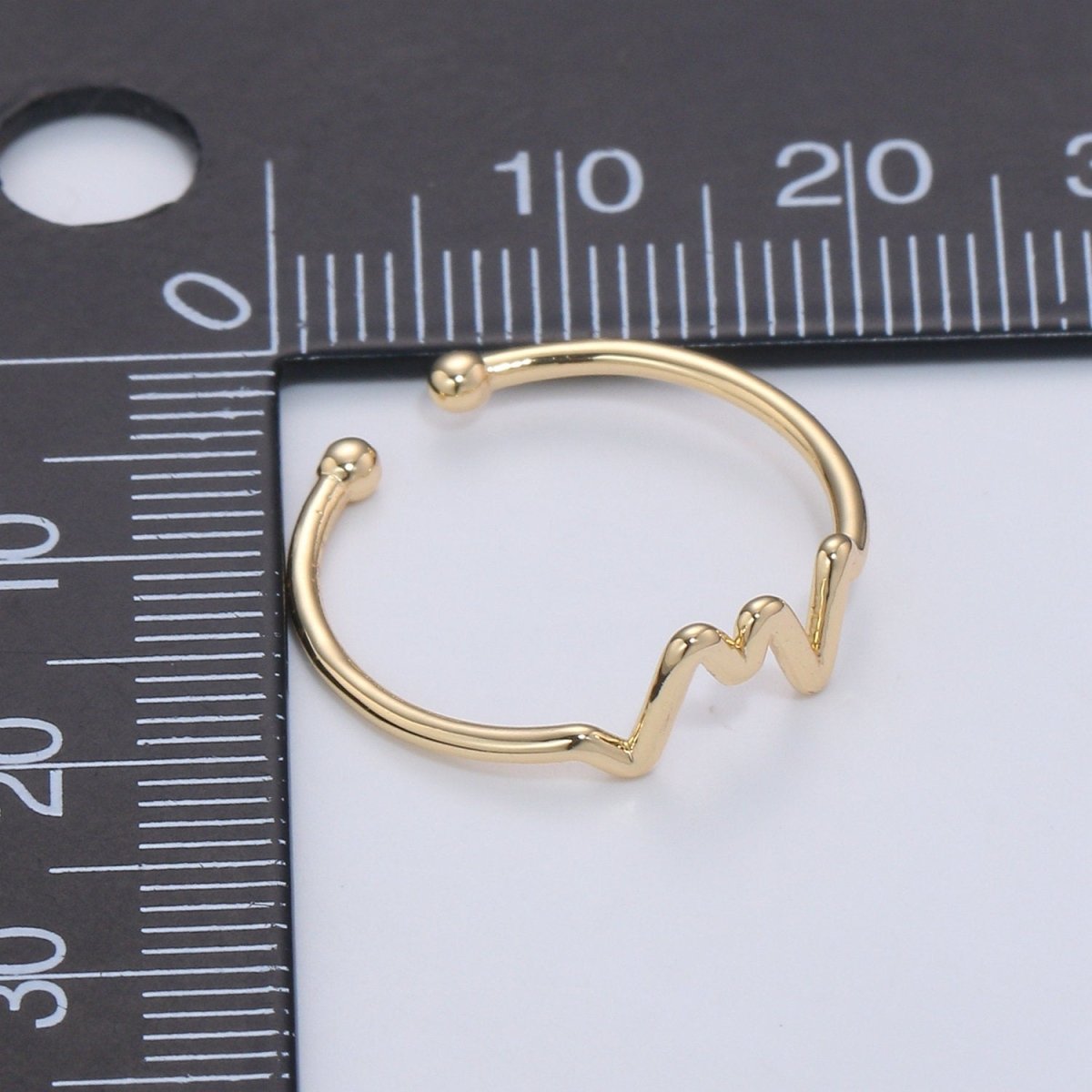 Thin Chevron Ring - Gold Stacking Ring - Dainty Ring - Open Ring - Heart Beat Ring - Thin Band - Simple Gold Ring Minimalist Jewelry R-069 - DLUXCA