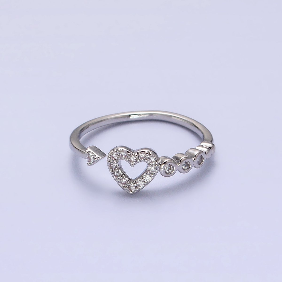 Thin Gold Heart Ring with Micro Pave CZ Stone Minimalist Jewelry O-1811 O-1812 - DLUXCA