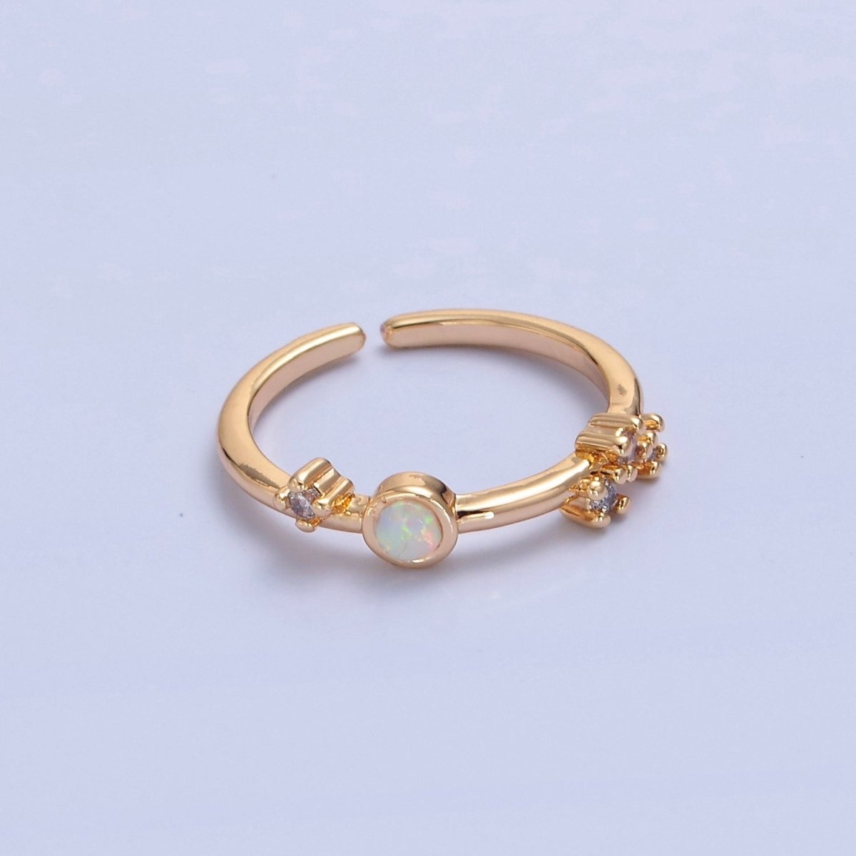 Thin Gold Opal Ring Minimalist Jewelry O-2241 - DLUXCA