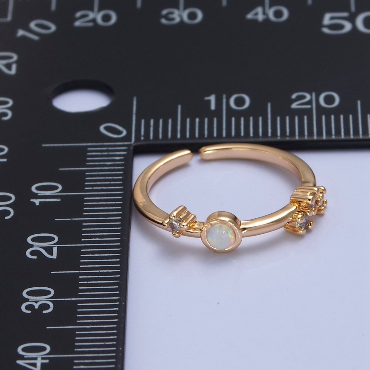 Thin Gold Opal Ring Minimalist Jewelry O-2241 - DLUXCA