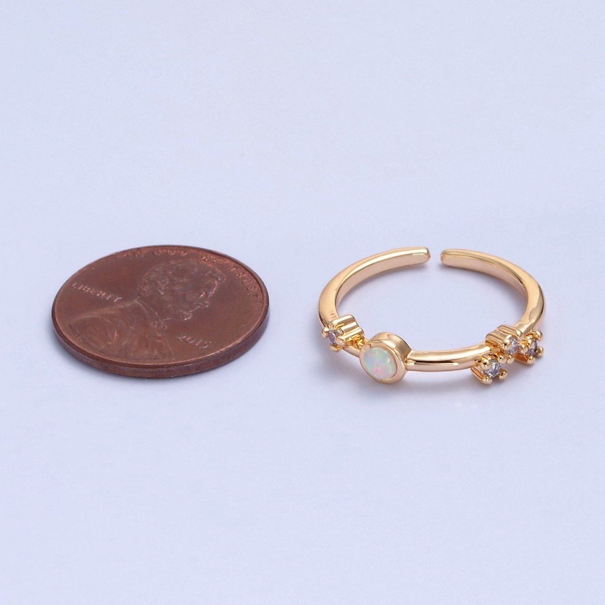 Thin Gold Opal Ring Minimalist Jewelry O-2241 - DLUXCA