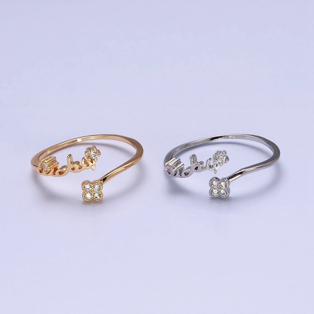Thin Gold Plated Ring Wrap Flower CZ Stone Ring for Minimalist Jewelry O-1807 O-1808 - DLUXCA
