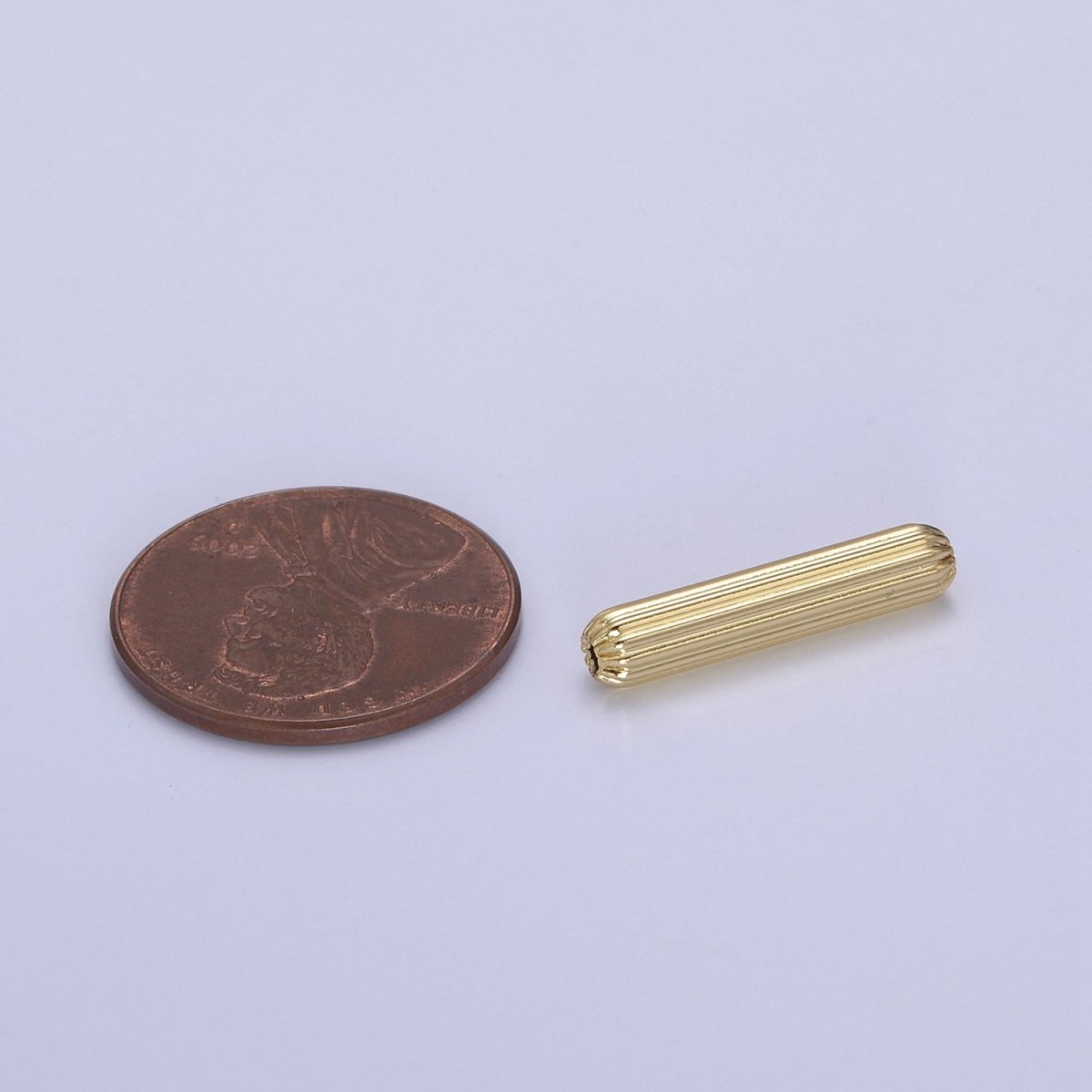 Thin Long Tube Spacer Beads Gold Small Hole for Bracelet Component B-218 - DLUXCA