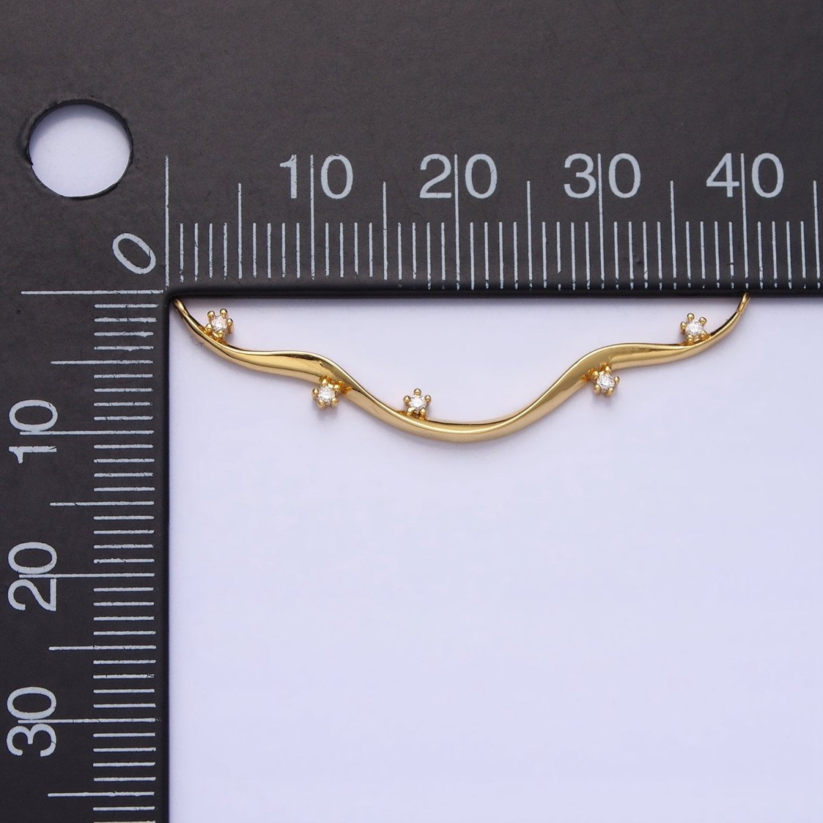 Thin Wavy Vine Gold Charm Connector for Necklace Component with Cz Stone for Minimalist Jewelry AA908 AA909 - DLUXCA