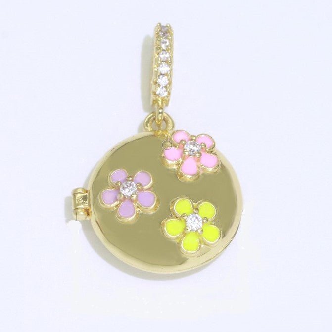 Three Flowers Gold Filled Round Pendants J-862 J-863 - DLUXCA