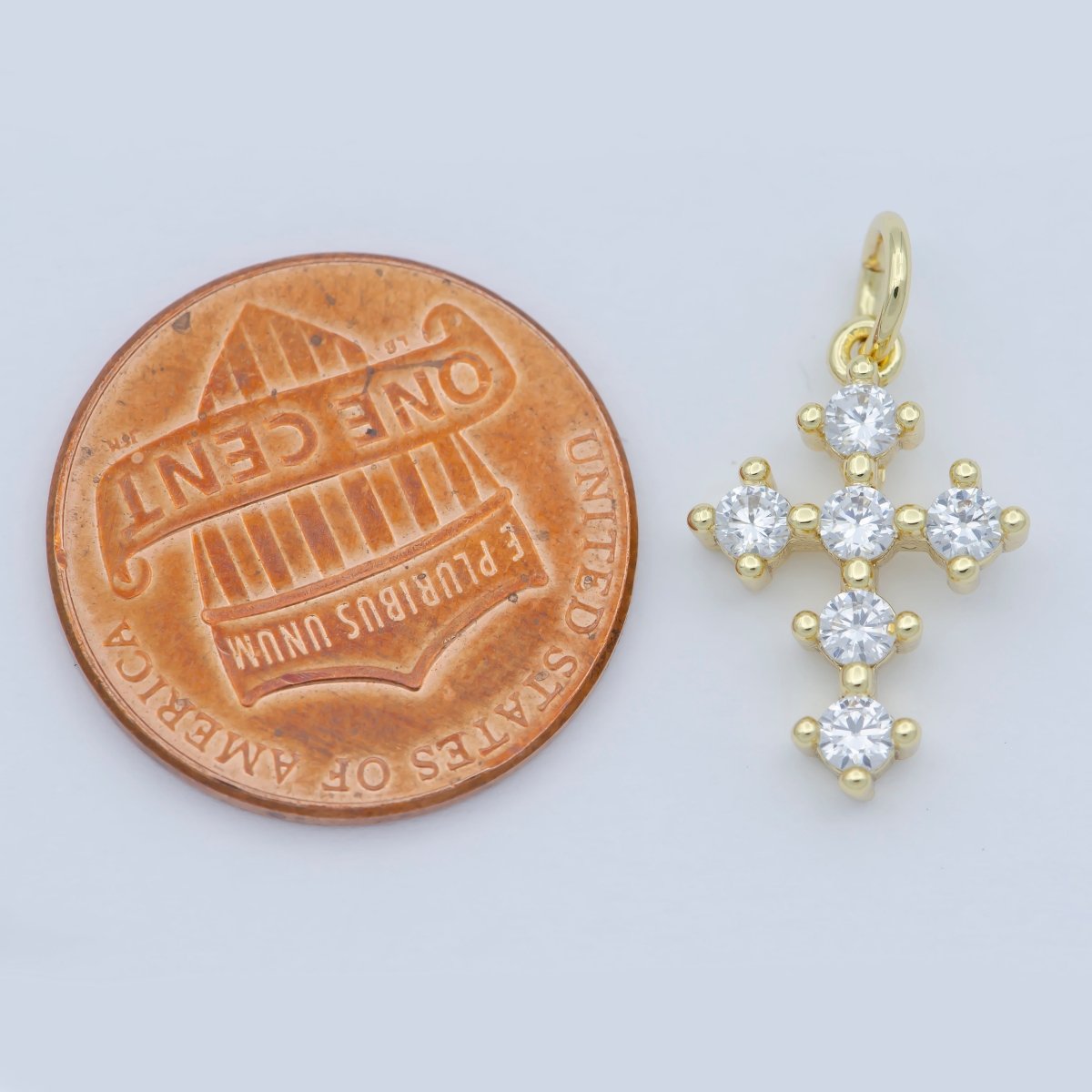 Tiny 15x11mm CZ Cross Religious Charm 14k Gold Filled Micro Pave Cross Clear Rainbow Multi Color Charm for Bracelet Necklace Earring M-303-M-304 - DLUXCA