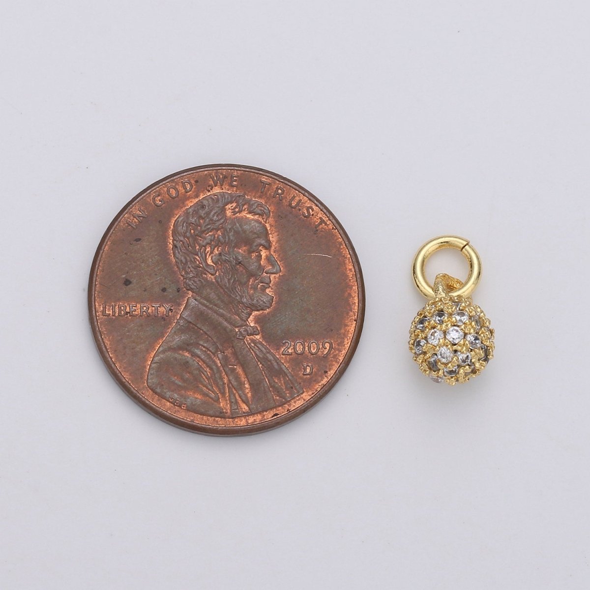 Tiny Ball Pendant Small Ball Charm for Handmade Jewelry Supplies 24k Gold Filled Charm Micro Pave Cubic Ball Charm Disco Ball, D-117 - DLUXCA
