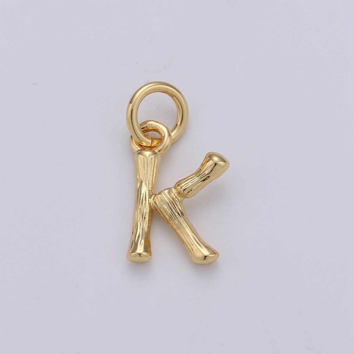 Tiny Bamboo Initial, Letter Alphabet bamboo charms Dainty Gold bamboo Pendant Charm for Necklace Bracelet Earring Component A-057 to A-069 - DLUXCA