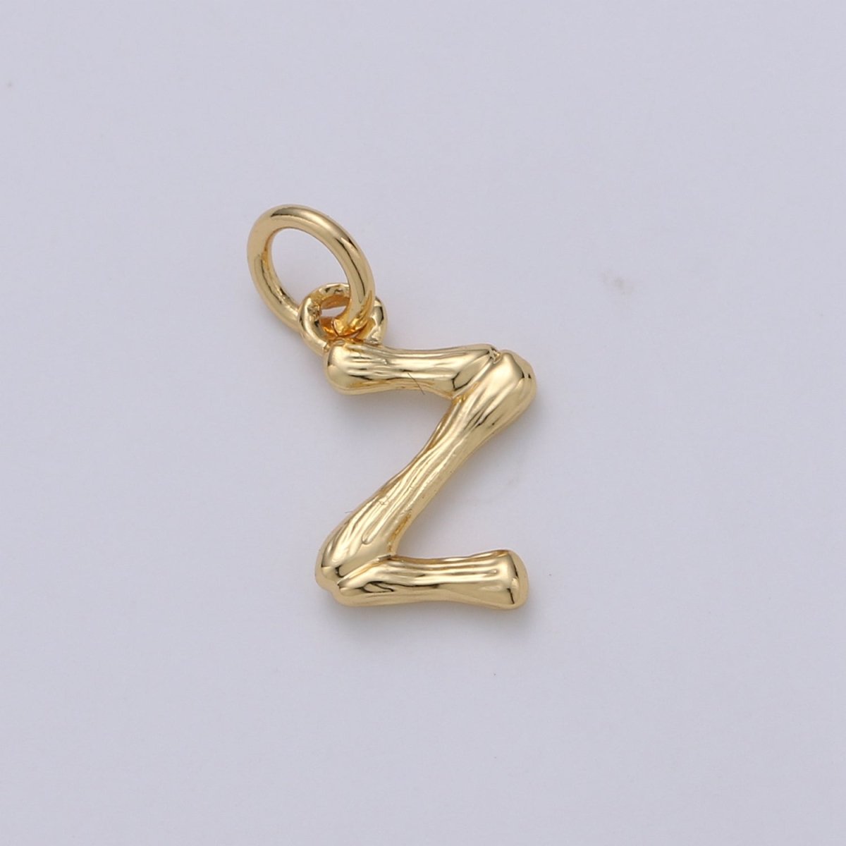 Tiny Bamboo Initial, Letter Alphabet bamboo charms Dainty Gold bamboo Pendant Charm for Necklace Bracelet Earring Component A-057 to A-069 - DLUXCA