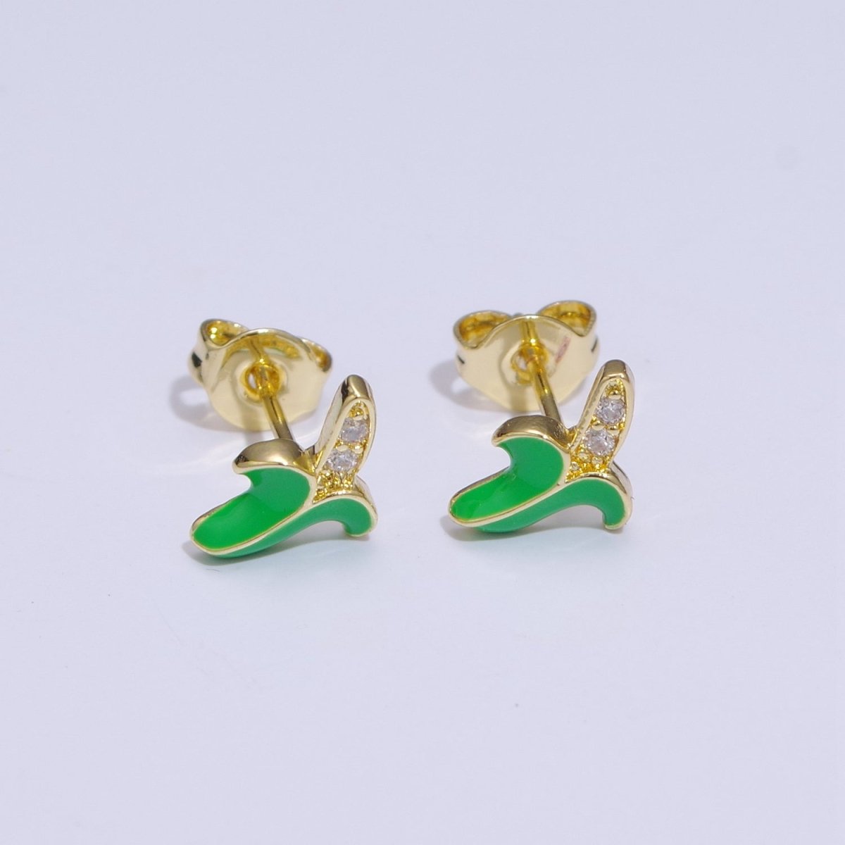 Tiny banana stud earrings, dainty banana earrings, unique fruit earrings, fruit jewelry T-150 ~ T-154 - DLUXCA