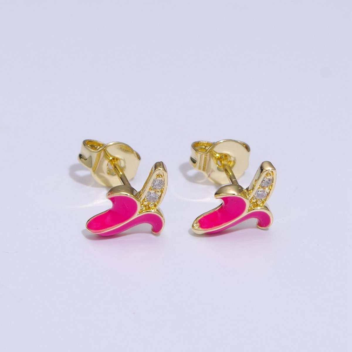 Tiny banana stud earrings, dainty banana earrings, unique fruit earrings, fruit jewelry T-150 ~ T-154 - DLUXCA