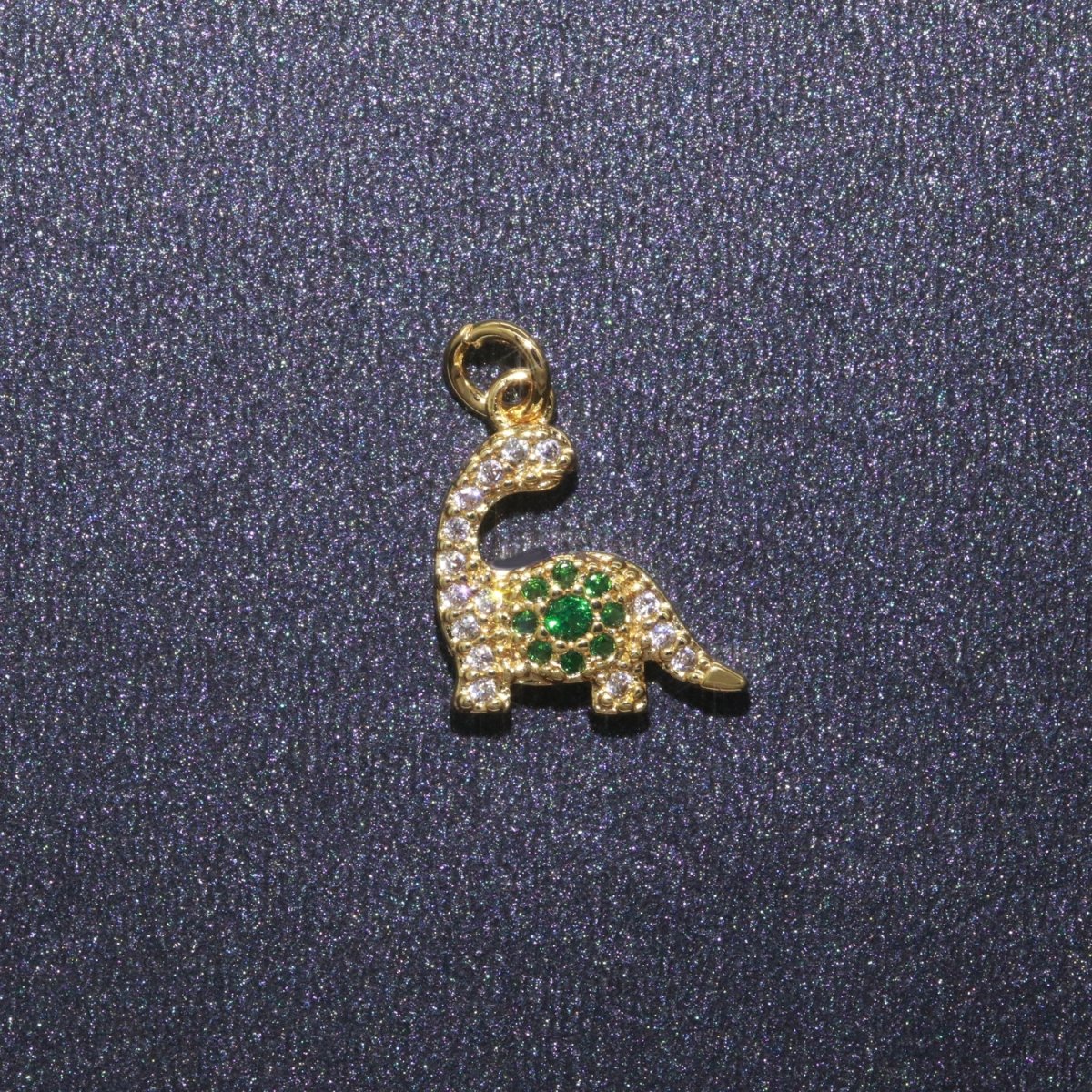 Tiny brontosaurus Charm Gold dinosaur pendant. Jurassic animal extinct prehistoric charm. small jewelry. paleontologist M-203 - DLUXCA