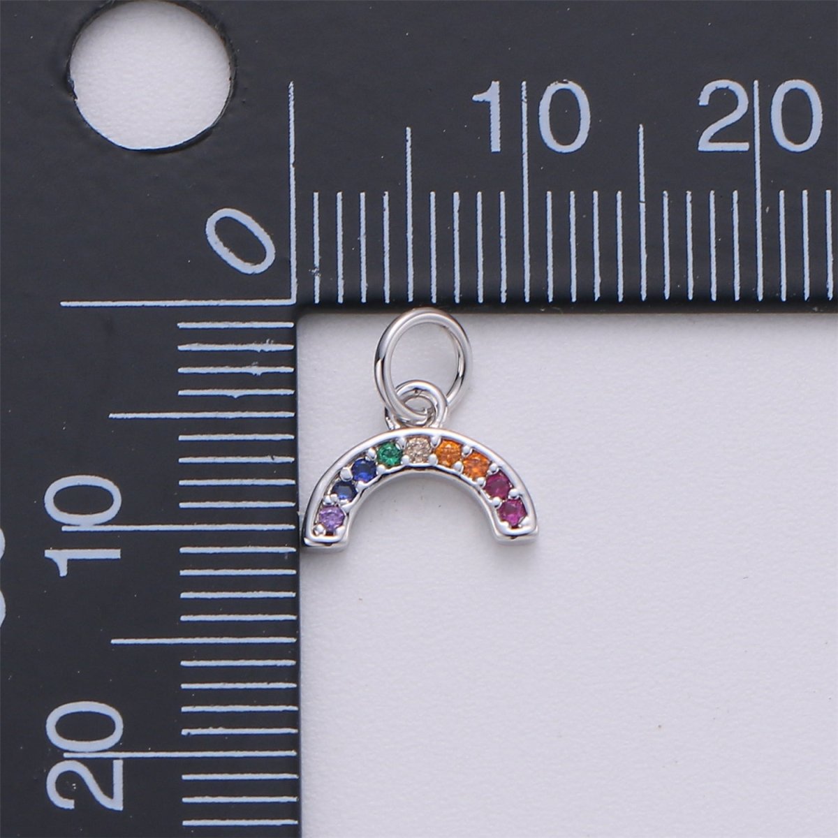 Tiny Colorful CZ Micro Pave Rainbow Charm, Cubic Zirconia Rainbow Pave Necklace Pendant Bracelet Charm Earring Charm in 18k gold filled C-410 E-163 - DLUXCA