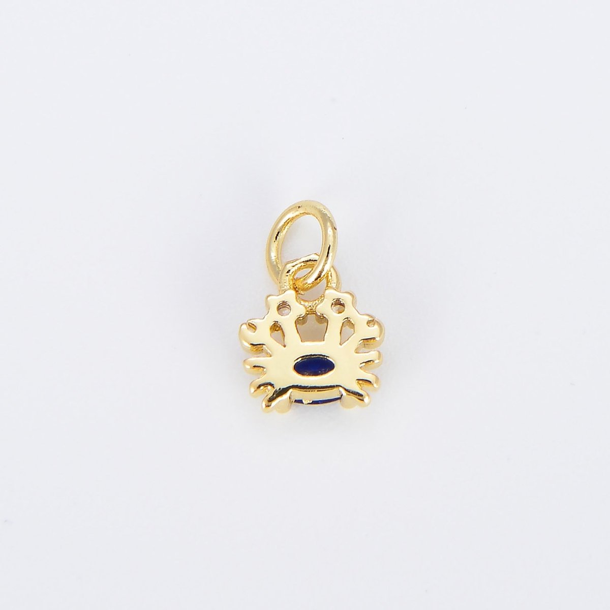 Tiny Crab Charm Dainty Crabby Pendant 14kt Gold Filled Charm Animal Charm Cubic Blue Under the sea Inspired E-875 - DLUXCA