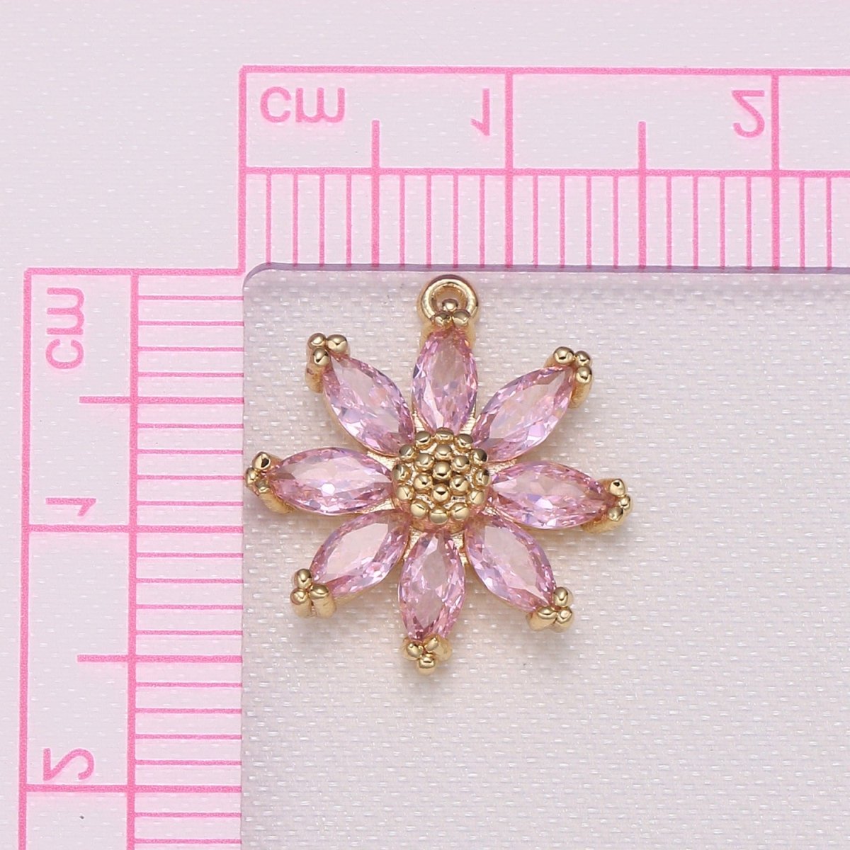 Tiny Crystal Daisy Flower Gold Plated Charm CZ Daisy Jasmine Floral Nature Charm Pendant GP-570 GP-571 - DLUXCA