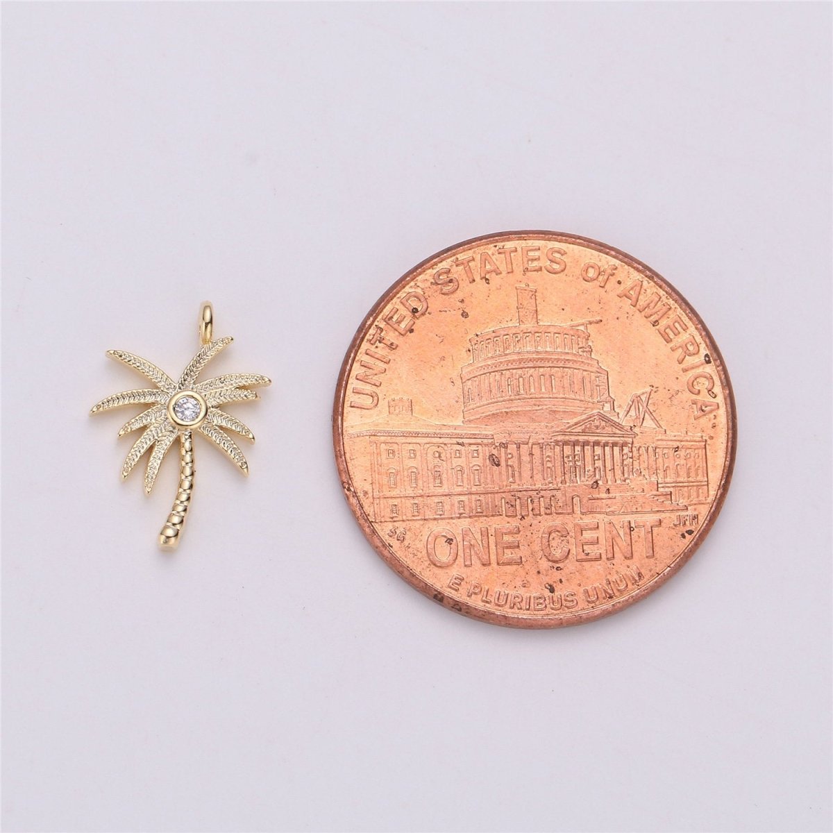Tiny crystal Palm Tree in gold Filled Dainty palm tree Pendant Necklace Earring Bracelet Charm for Jewelry Making SupplyC-542 - DLUXCA