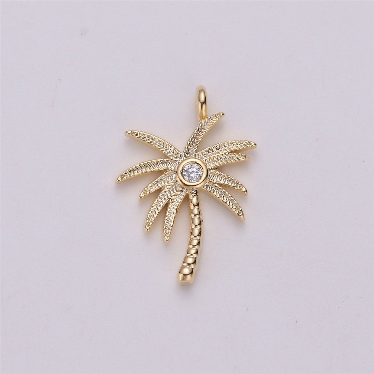 Tiny crystal Palm Tree in gold Filled Dainty palm tree Pendant Necklace Earring Bracelet Charm for Jewelry Making SupplyC-542 - DLUXCA