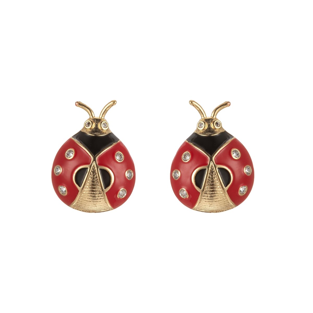 Tiny Cute Ladybug Stud Earrings CZ Mini Animal Bug Nature Casual Daily Wear Earring Jewelry P-153 - DLUXCA