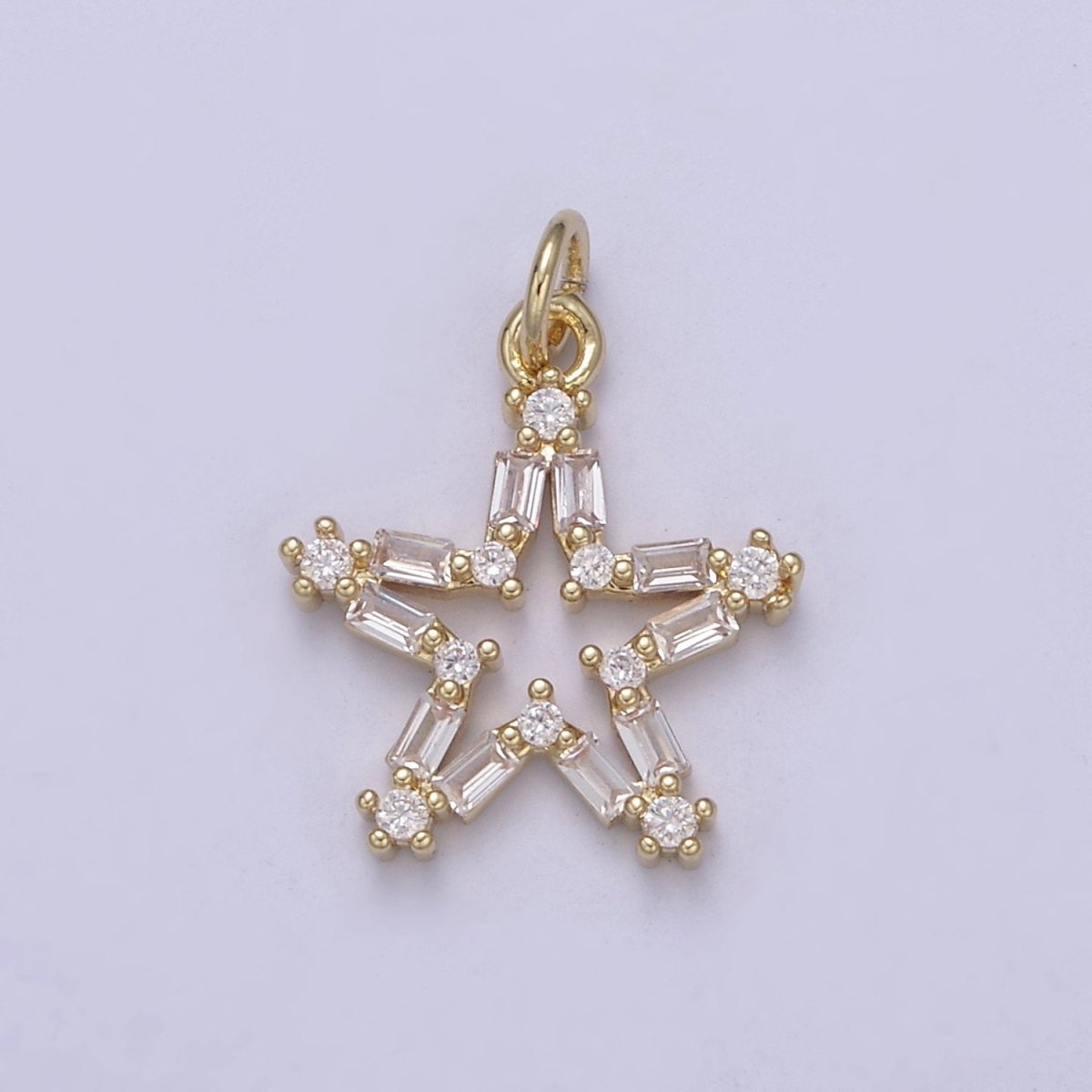 Tiny CZ Bright Stars Cubic Zirconia Small Starburst North Star Pendant - Gold Filled CZ Drop Charm Pendant, Celestial Jewelry, Pointed Stars N-421 - N-424 - DLUXCA