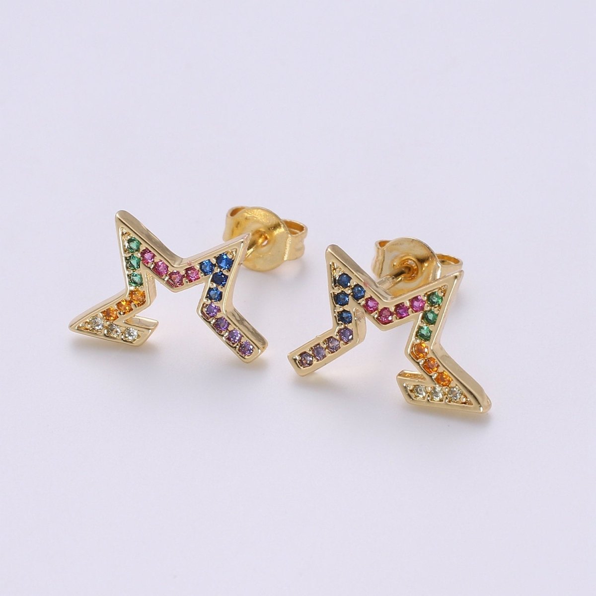 Tiny CZ Star Stud Earrings Dainty Multi Color Cloud Stud Earring Gold Minimalist Jewelry for her christmas gift Q-310 - DLUXCA