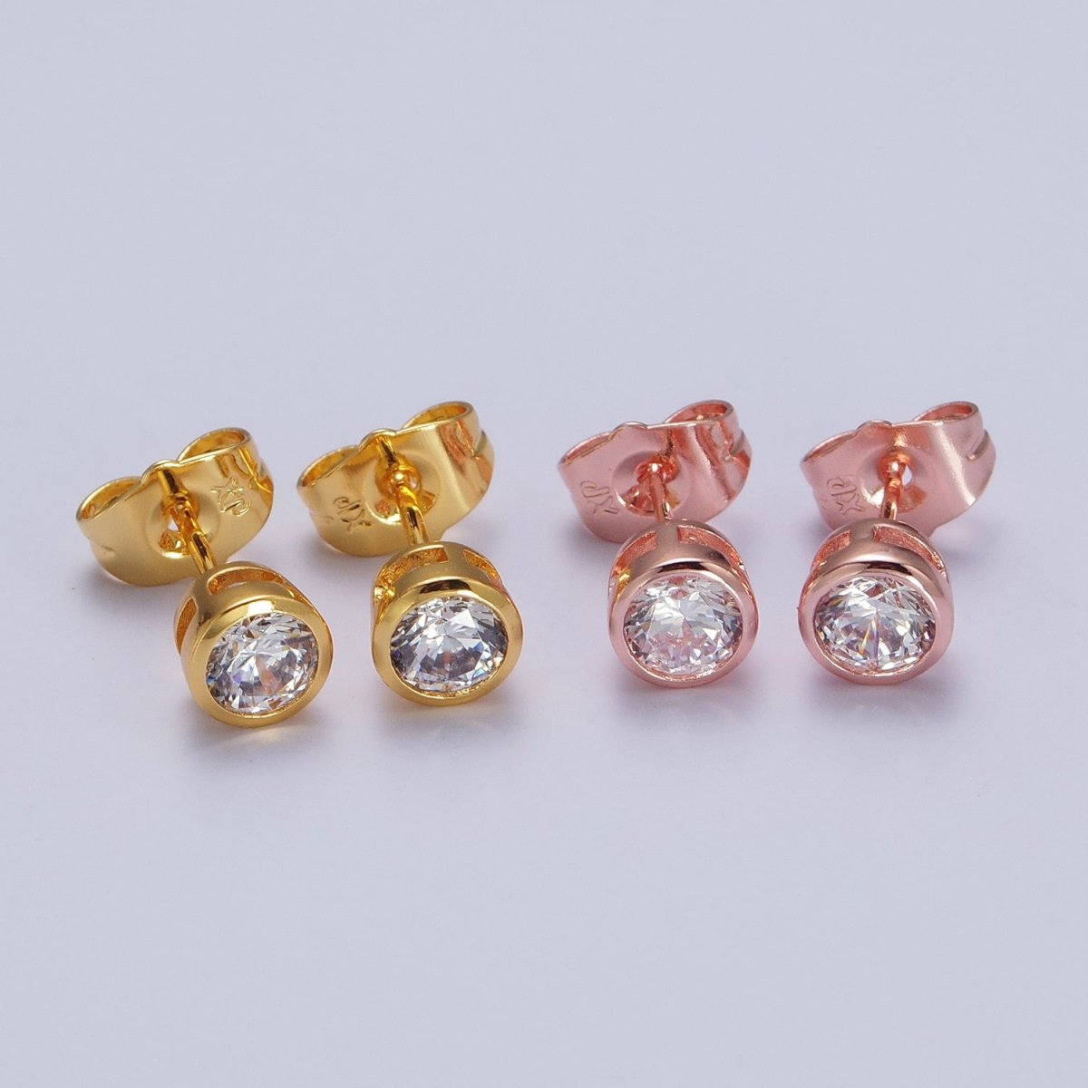 Tiny cz stud earrings - Dainty Minimalist earrings - Gold, Silver, Rose Gold stud earrings 4mm, 5mm, 6mm, 8mm 9mm 10mm | AB107 AB147 AB153 - DLUXCA