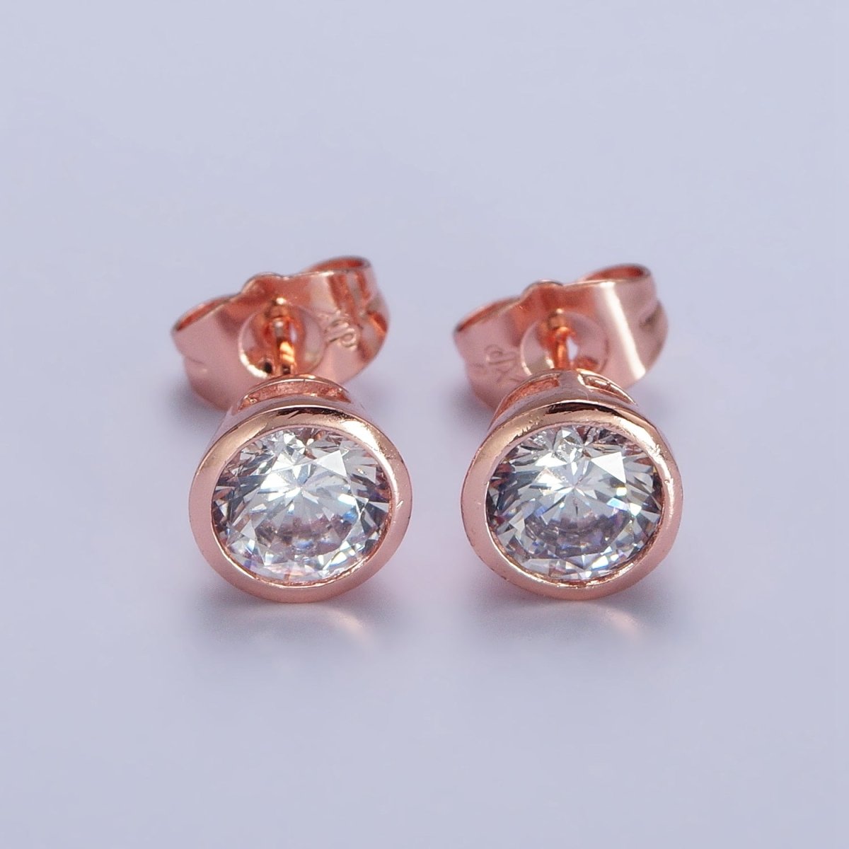 Tiny cz stud earrings - Dainty Minimalist earrings - Gold, Silver, Rose Gold stud earrings 4mm, 5mm, 6mm, 8mm 9mm 10mm | AB107 AB147 AB153 - DLUXCA