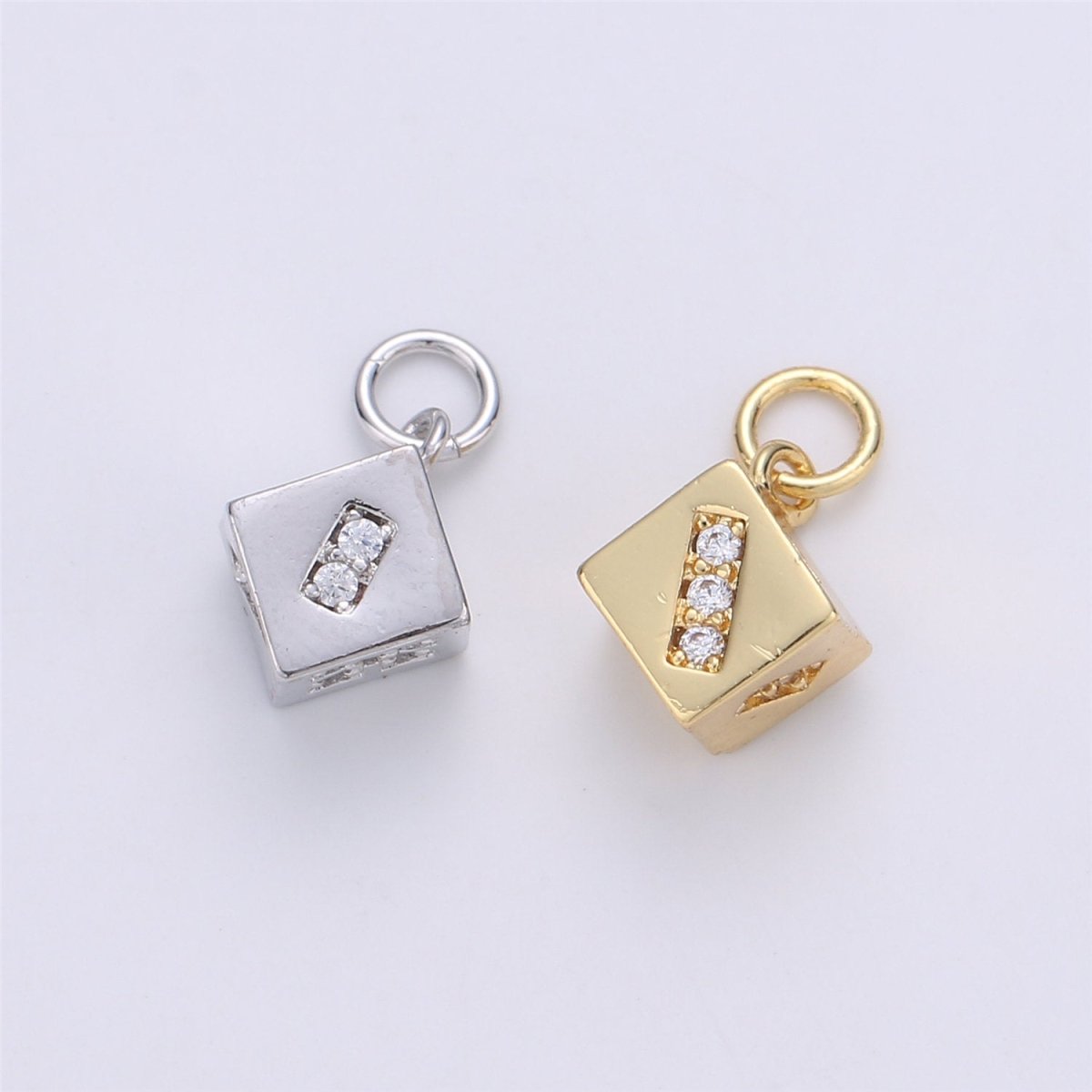 Tiny Dice Pendant Gold Silver Dice Charm Jewelry Craft Supply for necklace earring Bracelet Component C-918, C-426 - DLUXCA