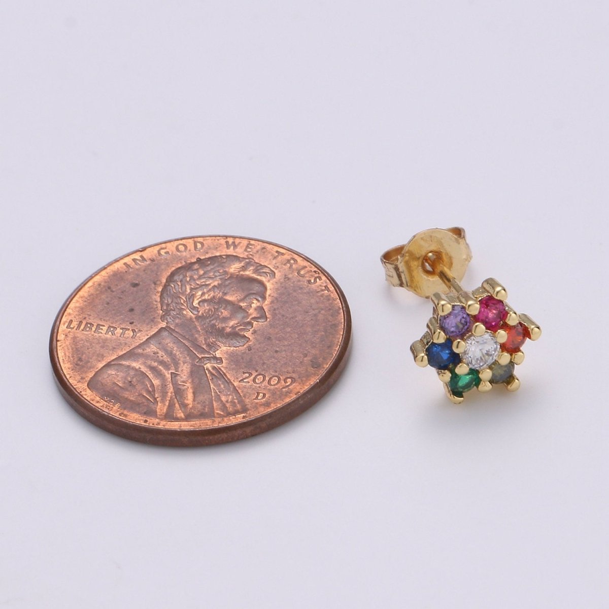 Tiny flower stud earrings, dainty stud earrings, flower stud earrings, star cz stud earrings, diamond cz studs Q-258 - DLUXCA